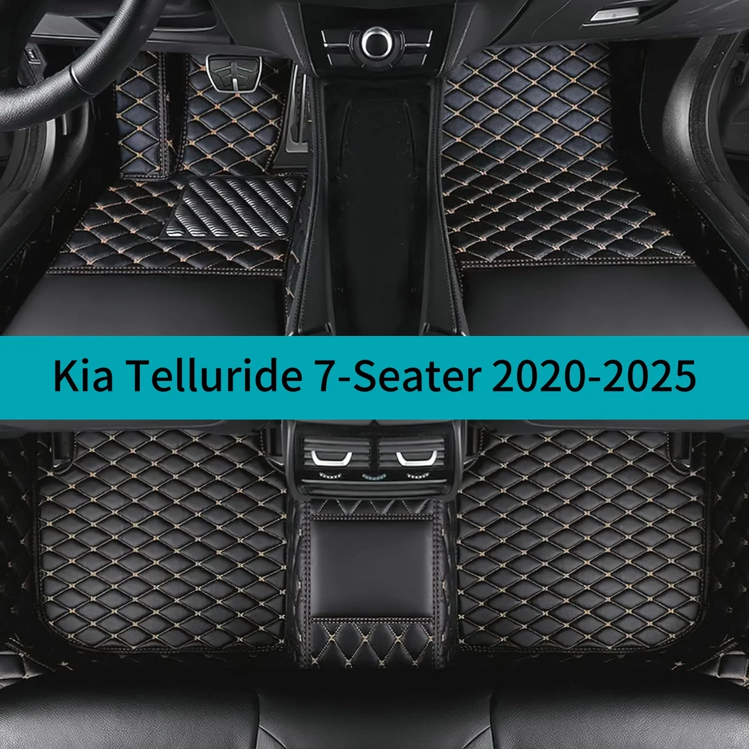 

Full Set Car Floor Mats for Kia Telluride 7-Seater 2020-2025 Luxury Leather Floor Mats for Cars Mats Carpets Car Accessories
