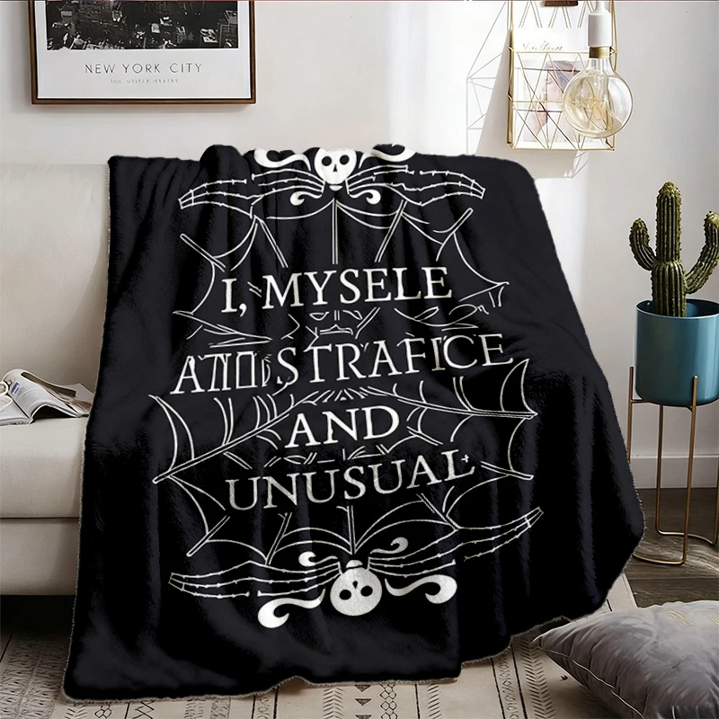 Halloween Soft Blanket, Halloween Party Comfy Blanket, Unusual Horror Flannel Blanket, I Myself Am Strange and Unusual F