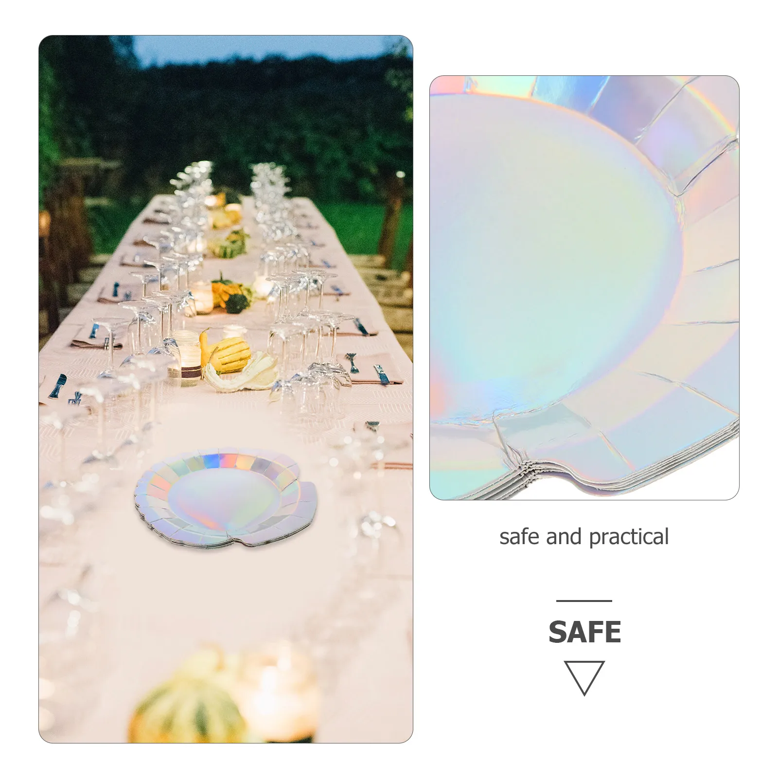 

24 Pcs Seashells Mermaid Paper Tray Birthday Party Plate Plates for Disposable Beach Theme