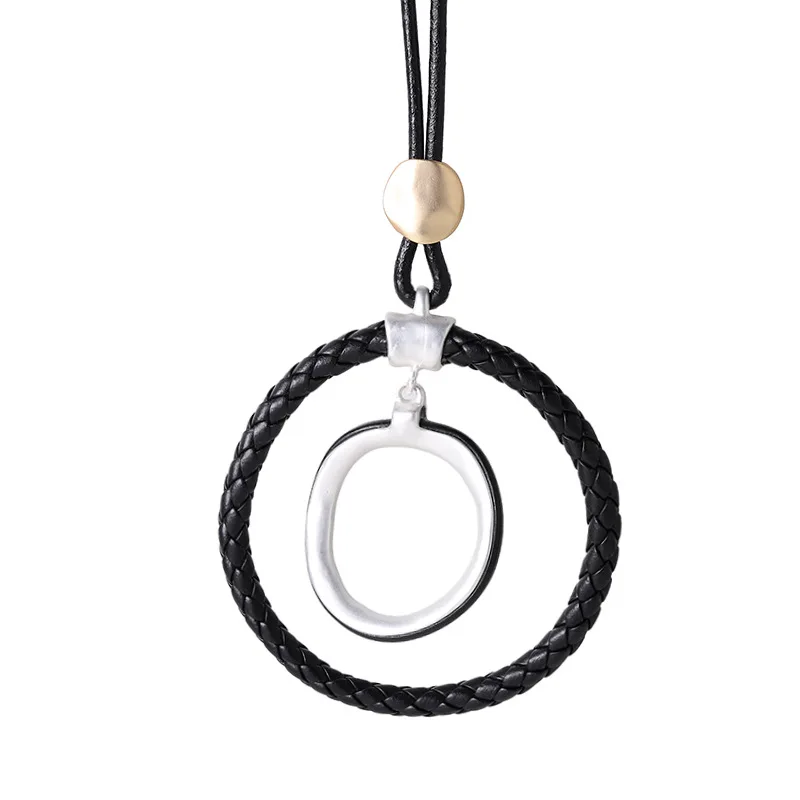 

Kaseakia Hoop Metal Pendant Long Rope Necklace Sweater Chain for Women Chain Jewelry Accessories