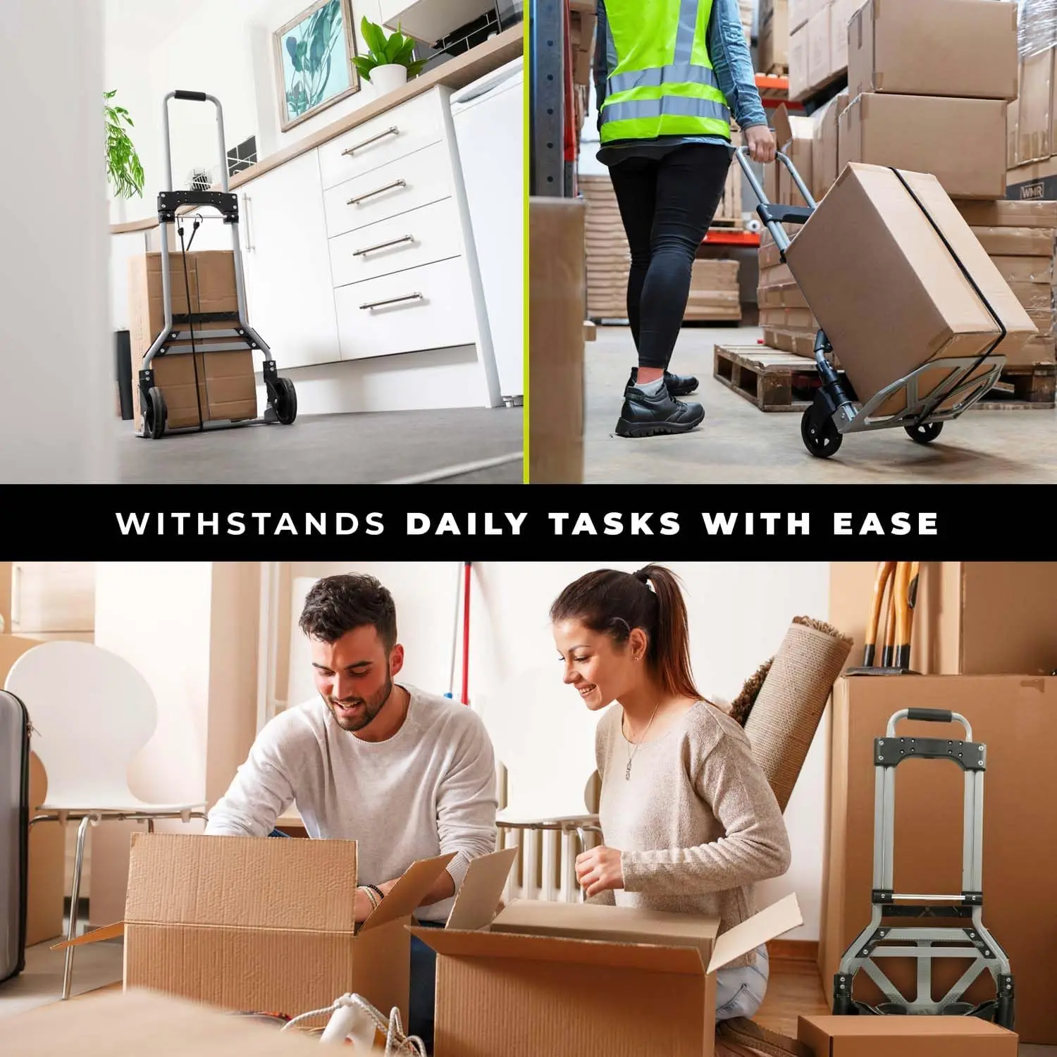 عربة شاحنة يدوية من الألومنيوم قابلة للطي شديدة التحمل، عربة متعددة الأغراض، عربة ألومنيوم خفيفة الوزن ومتينة |   سعة تحميل 80 كجم