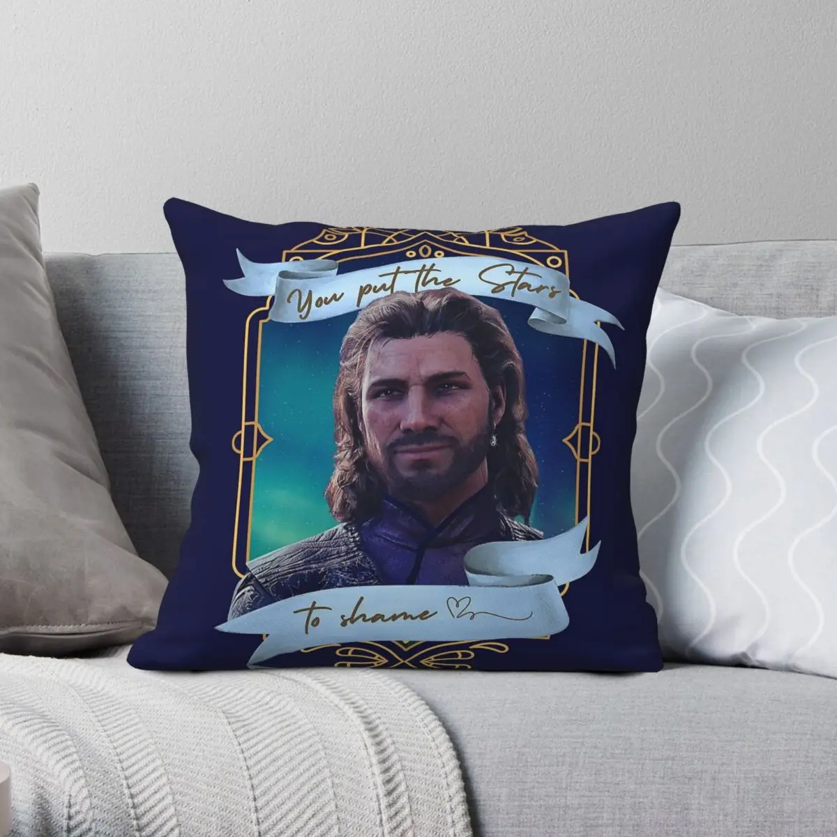 

BG3 Gale Dekarios Square Pillowcase Polyester Linen Velvet Printed Zip Decor Pillow Case Room Cushion Cover 18"