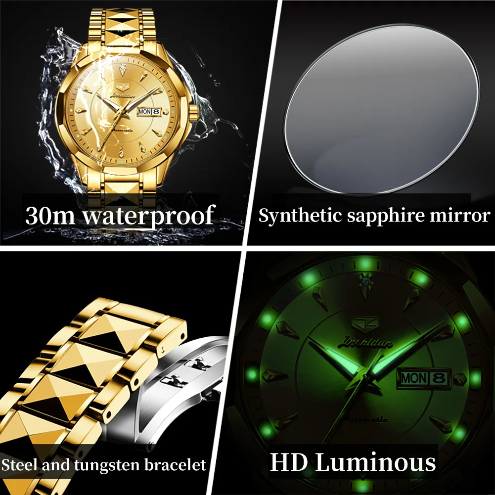 JSDUN Luxury Tungsten Steel Automatic Mechanical Watch for Men Fashion Trend Men\'s Watches Top Brand Waterproof Wrist Watch Men