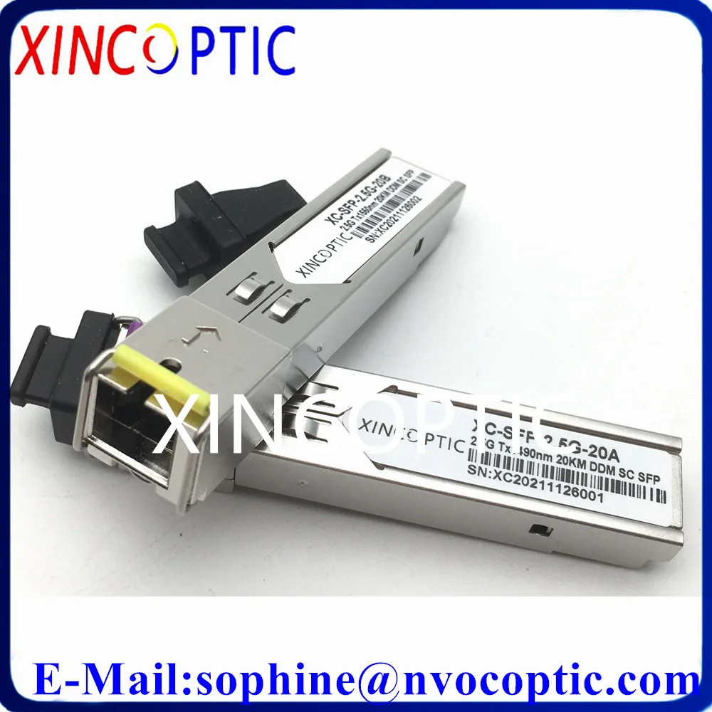 Transceptor bidi do wdm, 2.488gbp, sfp, 2.5g, sm, único modo, 1490/1550nm, simplex, 20km, lc/sc, transceptor para o interruptor do cisco/huawei