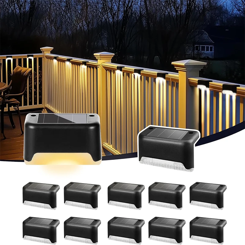 Solar Deck Lights 12 Pack Outdoor Step Lights Waterproof Led Solar Lights for Railing Stairs Step Fence Yard Patio and Pathway