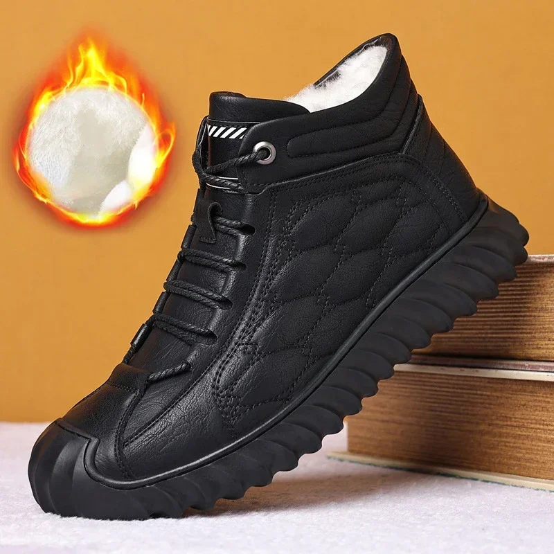 Men Cotton Shoes  Winter Plush Insulated Shoes Cold Snow Resistant Work Boots Comfortable Outdoor Casual Shoes Fashion Short