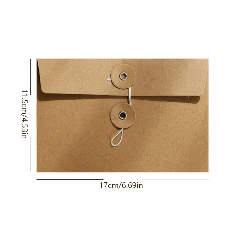 10pcs Kraft Paper Envelopes with Button String Tie Greeting Cards Letter Cover Multifunctional Paper Envelope Card Envelopes