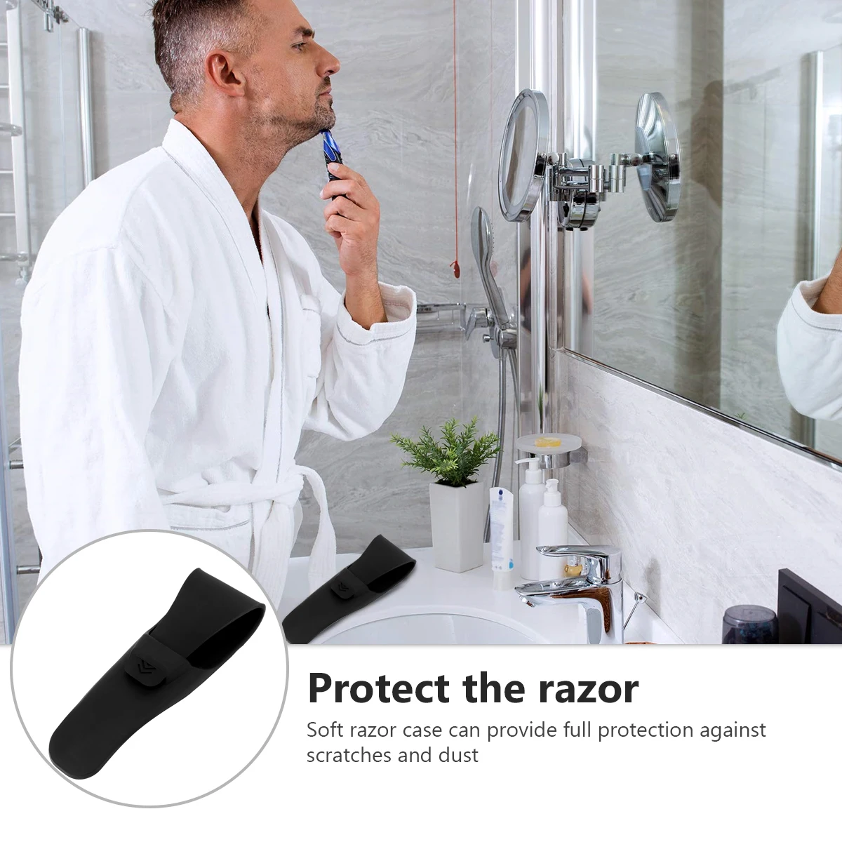 

2 pcs Portable Silicone Razor Case Travel Shaver Protector Bag Waterproof Anti-Scratch Easy Clean For Manual Razors