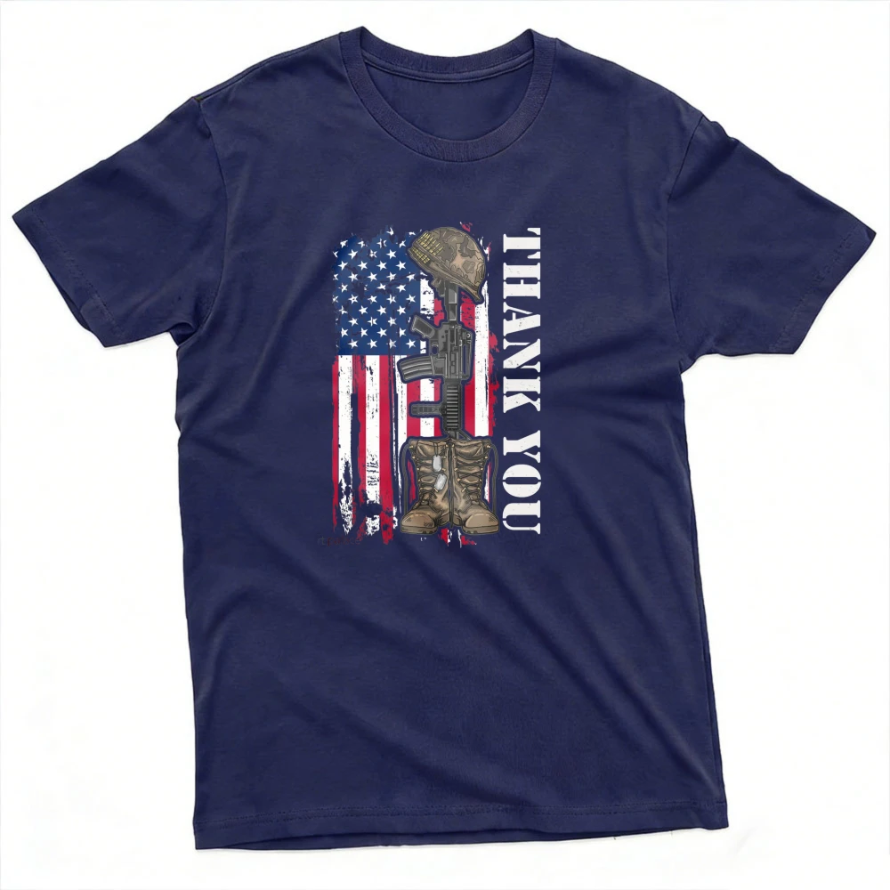 Thank You for Your Service Memorial Day USA American Flag T-Shirt Loose Unisex Summer Tops Short Sleeved Streetwear Tops