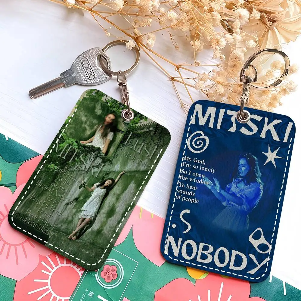 Singer Mitski First Love Tv Girl Stylish Leather Card Holder Keychain Travel-Friendly Case for Essentials