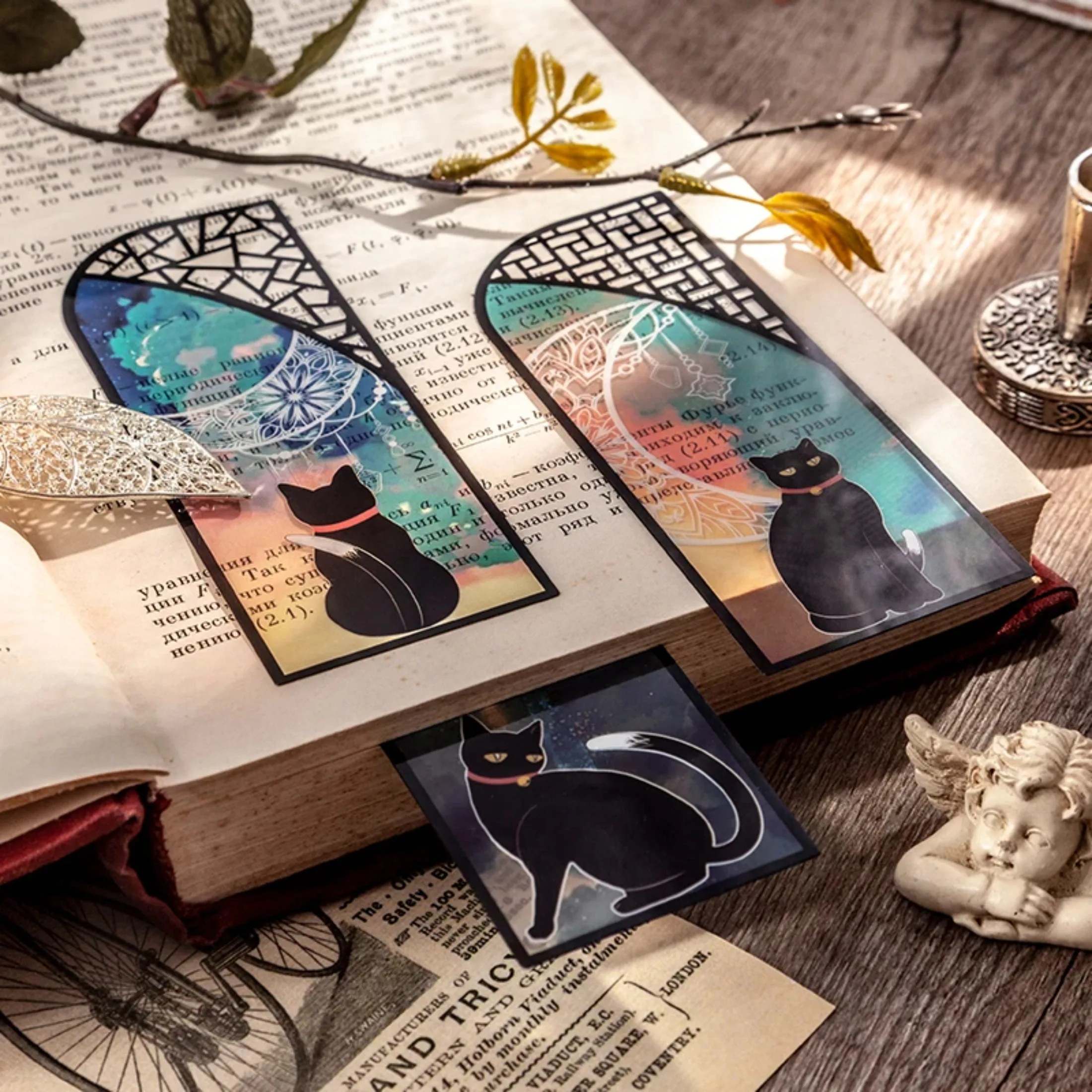 6 قطعة/المجموعة لطيف القط الأسود اليومية سلسلة المرجعية البلاستيكية ماتي القراءة مشبك للكتب الرجعية كتاب صفحة علامة لوازم مكتبية
