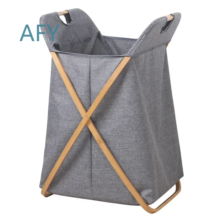 Bamboo Double Laundry Basket with Lid for Washing Machine for Home for Bedroom for Bathroom Large Waterproof Collapsible