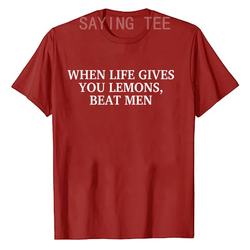 عندما تعطيك الحياة الليمون فاز الرجال مضحك السخرية النكات تي شيرت خطابات مطبوعة Y2k الساخرة قائلا المحملة موضة الجدة الهدايا
