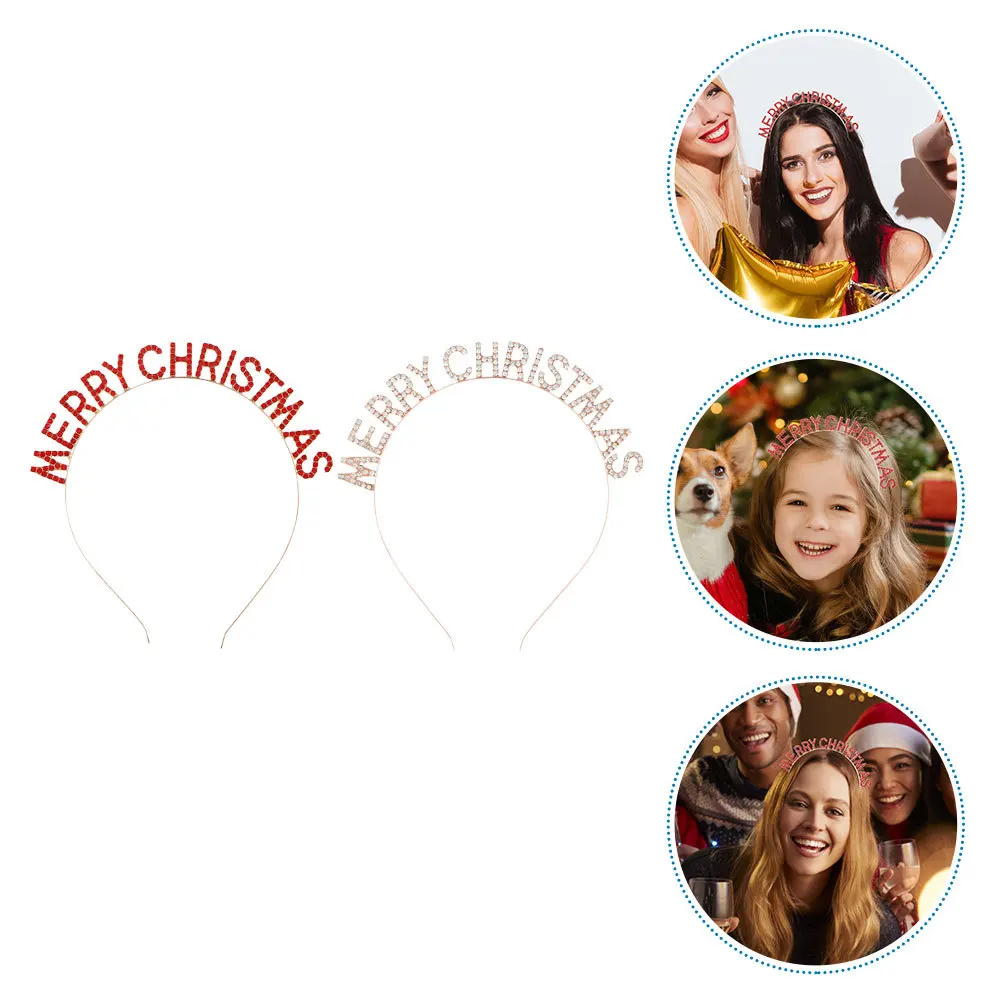 

2Pcs Hair Hoops Premium Festival Headwear for Christmas Party Women Xmas Hair Decor Merry Christmas Headdresses