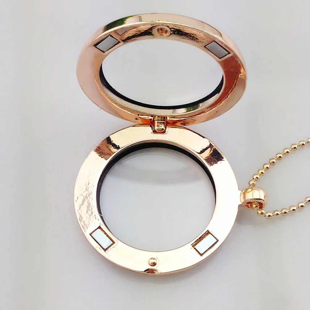 

2Pcs Round Pendant Parts DIY Creative Alloy Glass Necklace Accessories Rose Gold Durable Lightweight Funny Photo Box Jewelry
