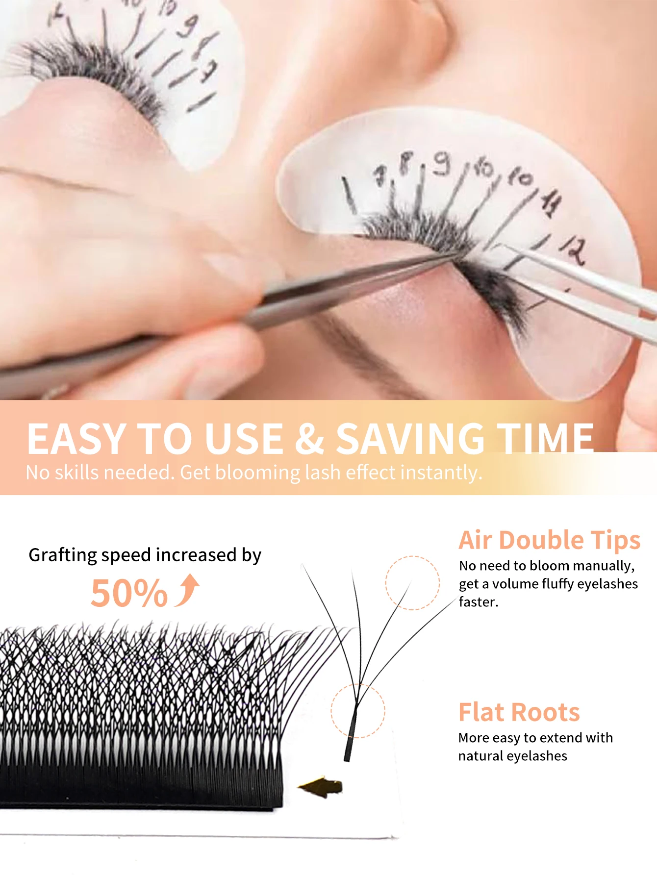 AIMEYSIN W em forma de flor 4D floração automática fãs pré-fabricados extensões de cílios natural suave luz yy cílios individuais