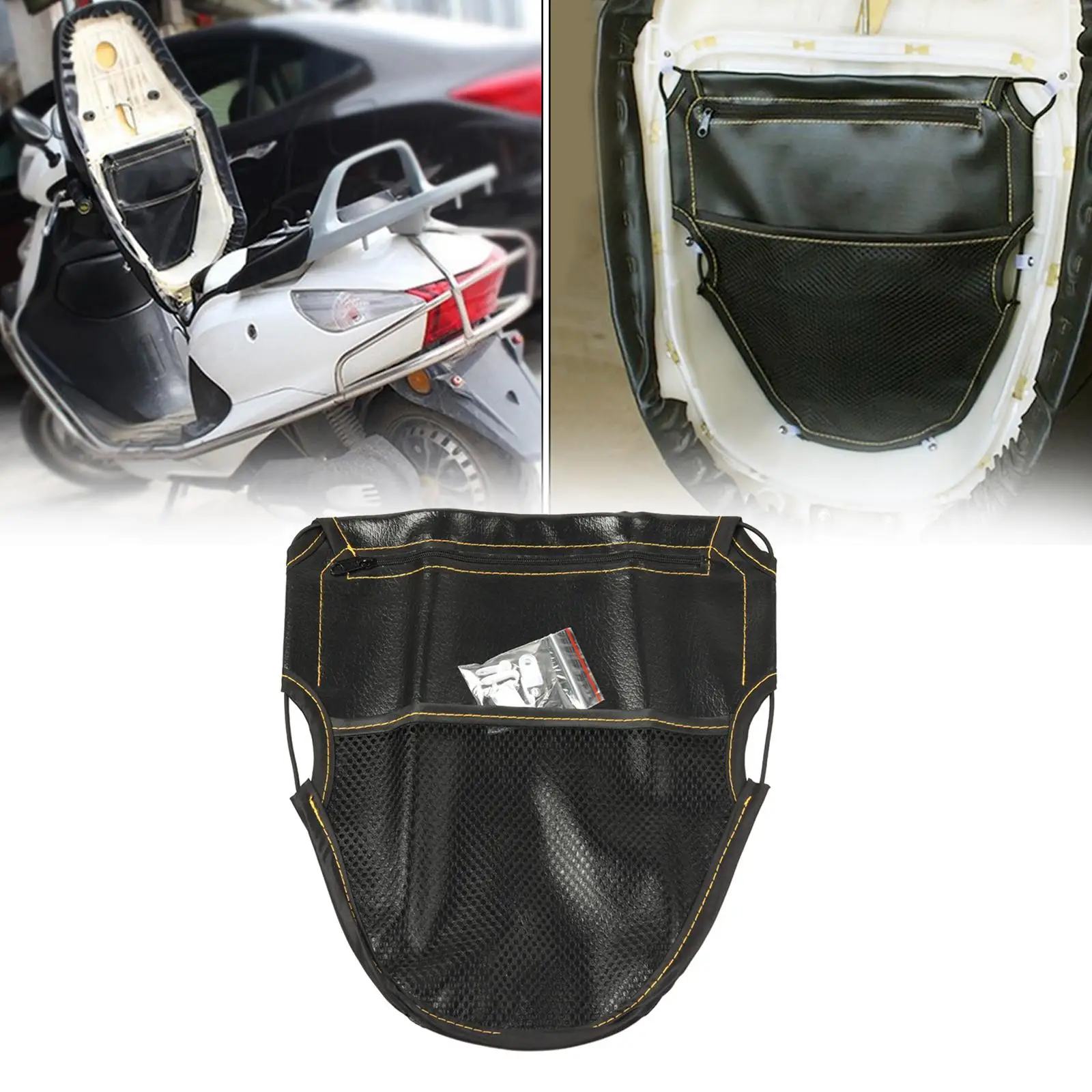 

Black PU Motorcycle Scooter Under Seat Storage Pouch Bag Case Organizer