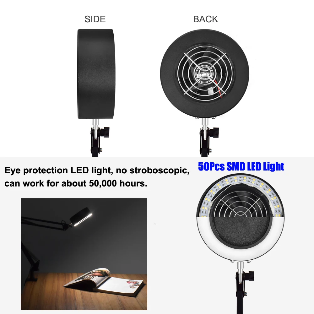 Newacalox Usb Soldeerbout Rook Absorber Afzuigkap Met 3Pcs Carbon Filter Spons 3 Kleur Led Light Voor Lassen werk