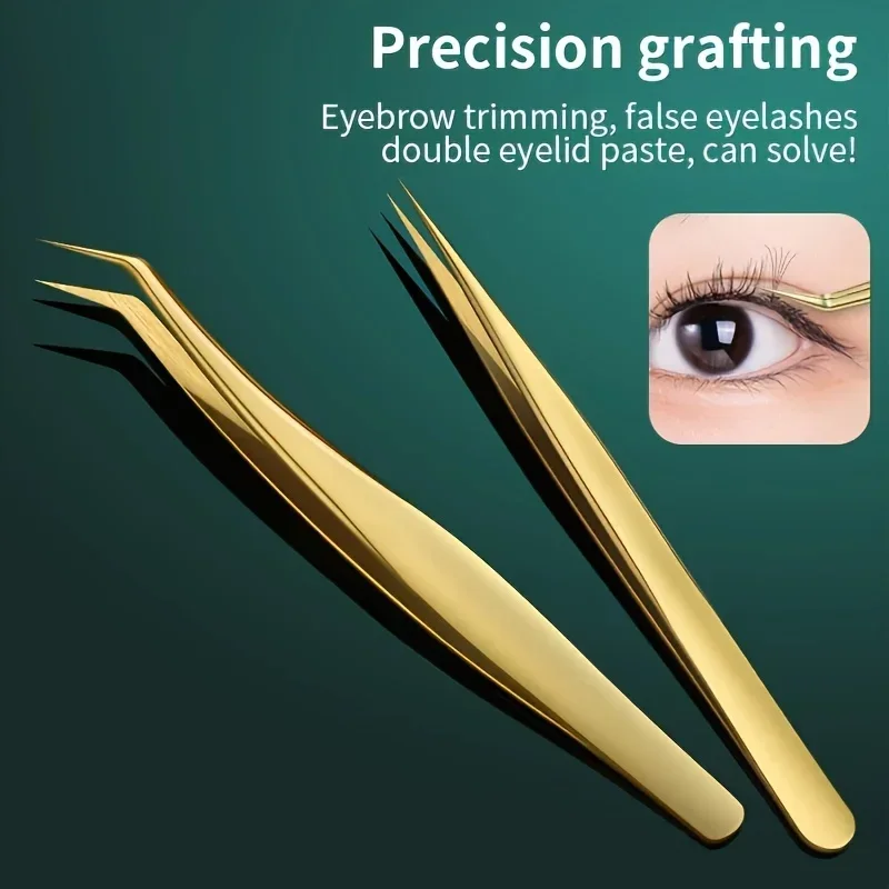 High Precision Eyelash Tweezers False Eyelash Appligator Tool for Straight and Curved Eyelash Exte Lash Extension Tweezers