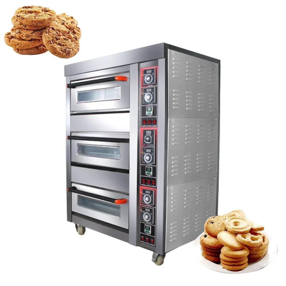 3 Decks 3 Trays Stainless Steel Gas Baking Oven Sweet Potato Bread Pizza Cake Shop Commercial Oven Bakery