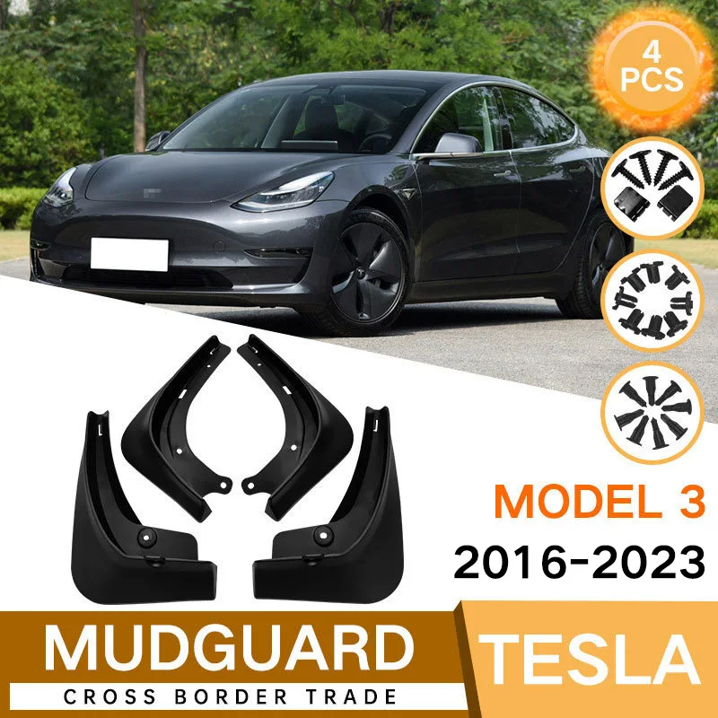 

For Tesla MODEL 3 2016-2023 black car mudguard Reduce dust Resist tire dirt car accessories tools