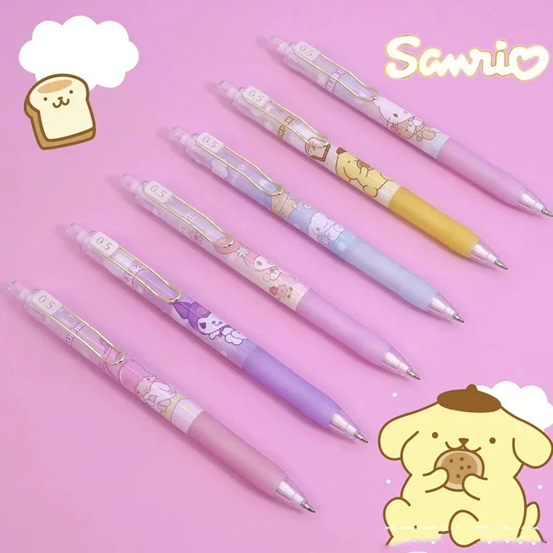 6Pcs/Set Sanrio New animal 0.5mm Automatic Pencil Kuromi mymelody Cinnamoroll Pachacco Pompom Purin Mechanical Pencil Kids gift