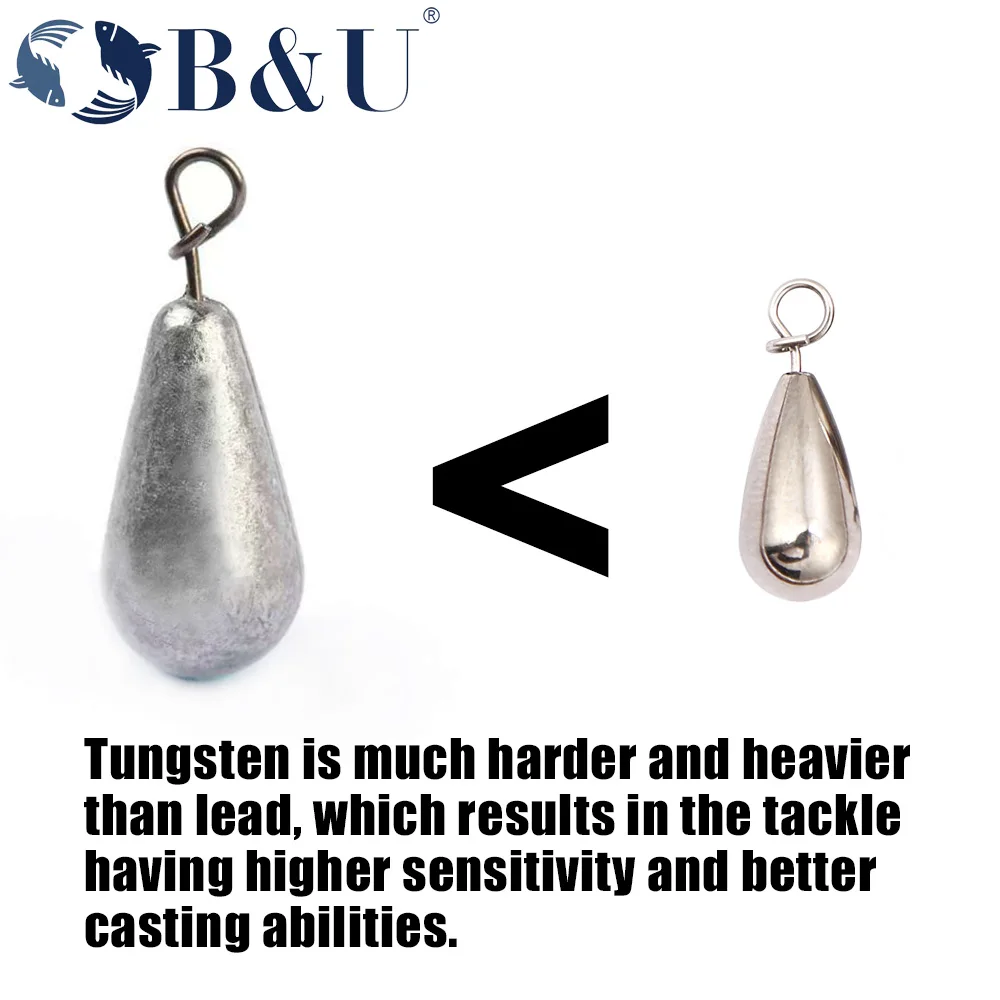 B & U هوك موصل التنغستن سريع الغرق الصيد ثقالة خط الغطاسون وزن إضافي الإفراج السريع صب أدوات الصيد