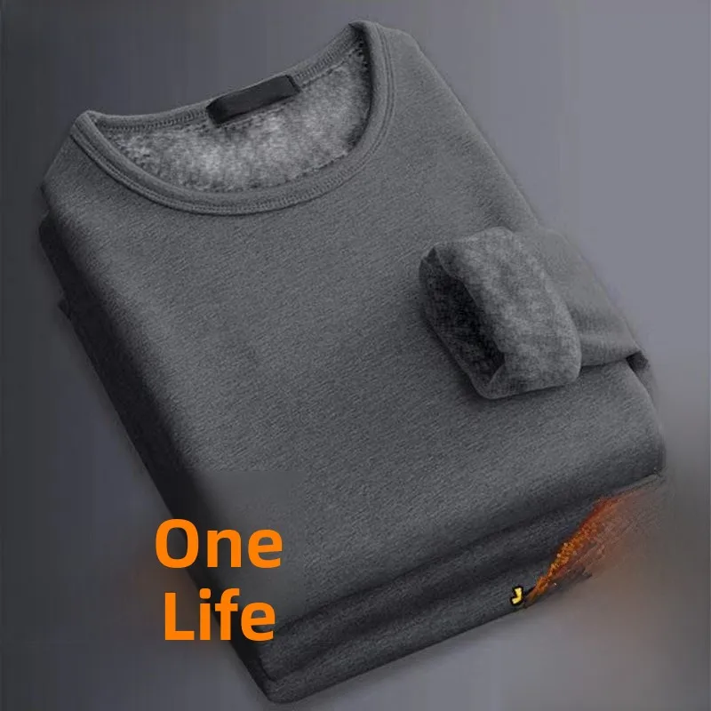 Thiened Fce Warm Top Men's Workwear Long Sve Underwear T-irt Base Layer irt for Autumn Winter Indoor Activities image 2
