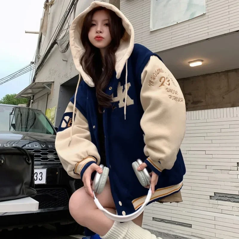 American style ok letter retro baseball uniform jacket men and women tide brand couple European and 