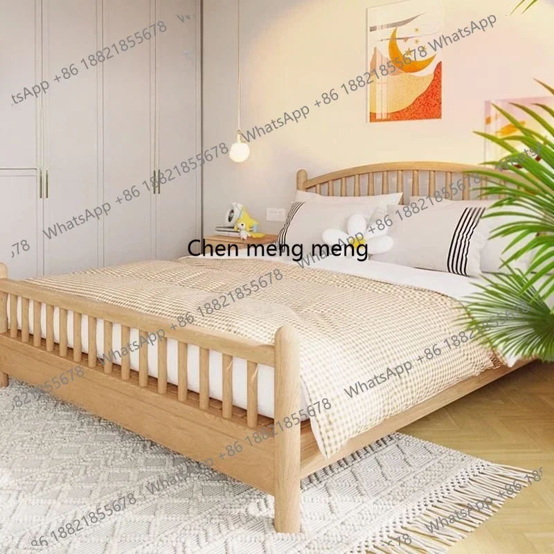 Nordic solid wood bed modern simple log wind hotel master bedroom double pastoral apartment homestay piano