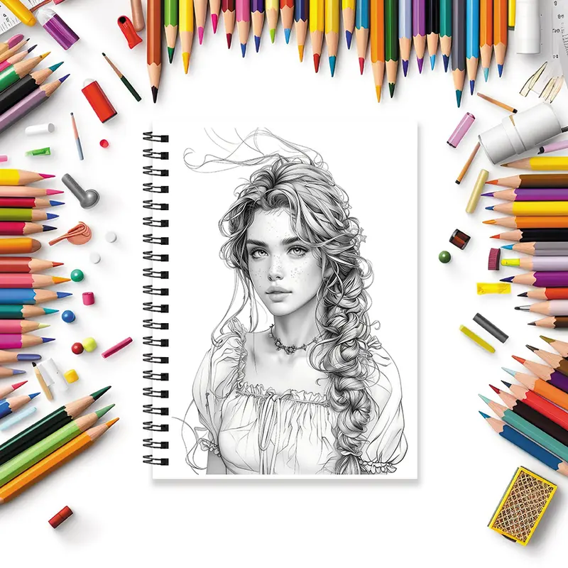 Adult Coloring Book - 8.3x 11.2 Inch 32 Pages Elegant Lady Coloring Book - Helps Reduce Stress and Ease Emotions - Image 5