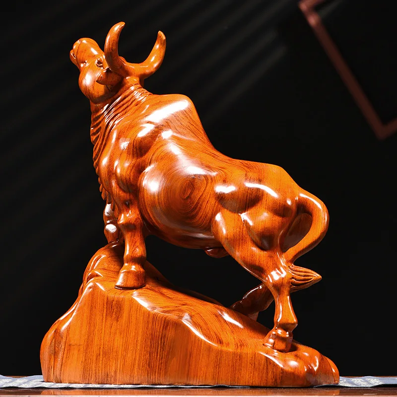 Rosewood Wood Carving Ornaments Arrogant Solid Wood Carving Home Living Room Decoration Animal Twelve Zodiac Cattle Gift