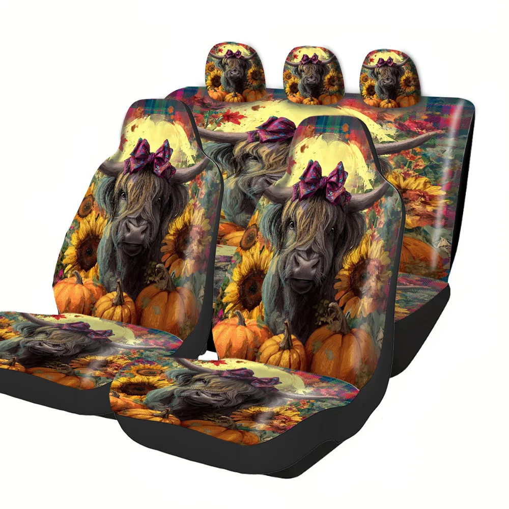 Fit Car Seat Covers For Cars, SUVs, Sedans - All-Season Protection With Halloween, Christmas, Easter & Cow Print Patterns (Cow P