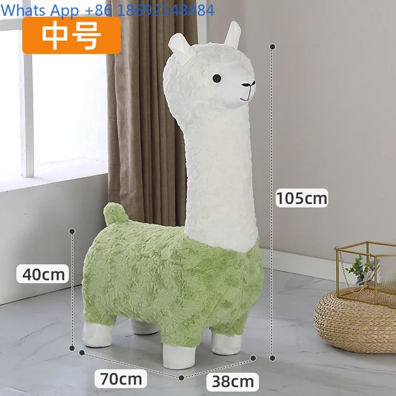 Creative Alpaca Animal Stool Living Room Chair Cartoon Floor Seat Shoe Changing Stool