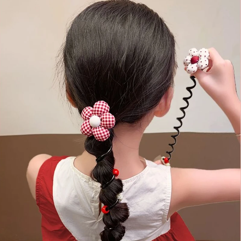 الشعر التعادل عيد الميلاد حبل حلقة Scrunchies سلك الهاتف Bowknot لطيف الكرتون زهرة عباد الشمس Bowknot طفل الفتيات إكسسوارات الشعر