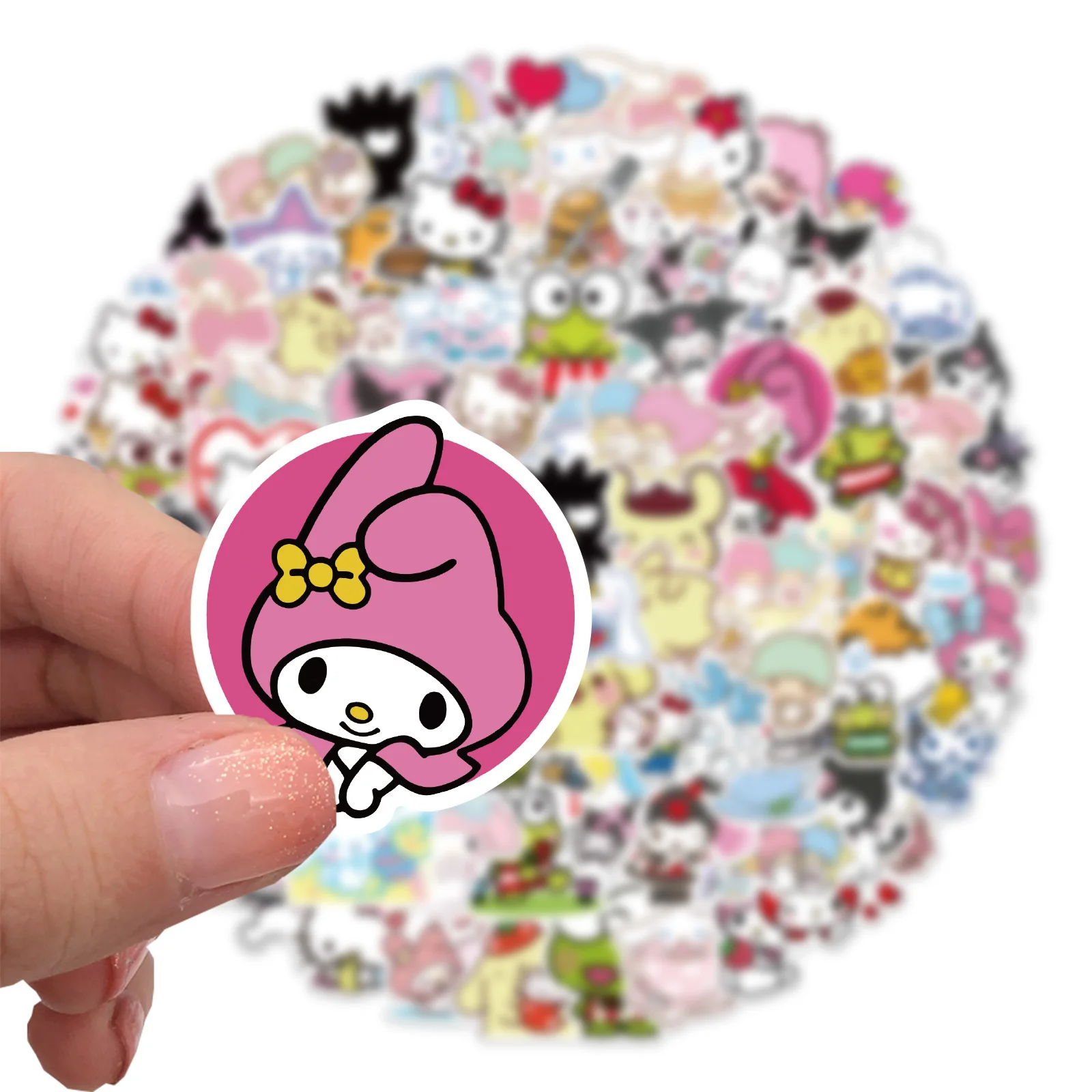 50/100 pz Cartoon Anime Hello Kitty Kuromi adesivi impermeabile Skateboard chitarra valigia Laptop bicicletta Graffiti Sticker