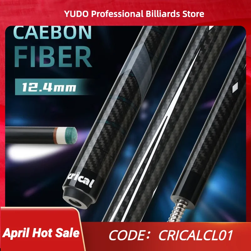 

CRICAL CL-01 Carbon Fiber Pool Cue Stick Black Technology Low Deflection 12.5mm Tip 3 * 8/8 Joint Pin Professional 1/2 Billiard