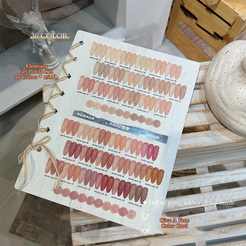 36 Colors Jelly Nail Gel Polish Set Sheer Translucent Nude UV Gel Varnish Glossy Finish Soak Off Manicure Kit DIY Nail Art