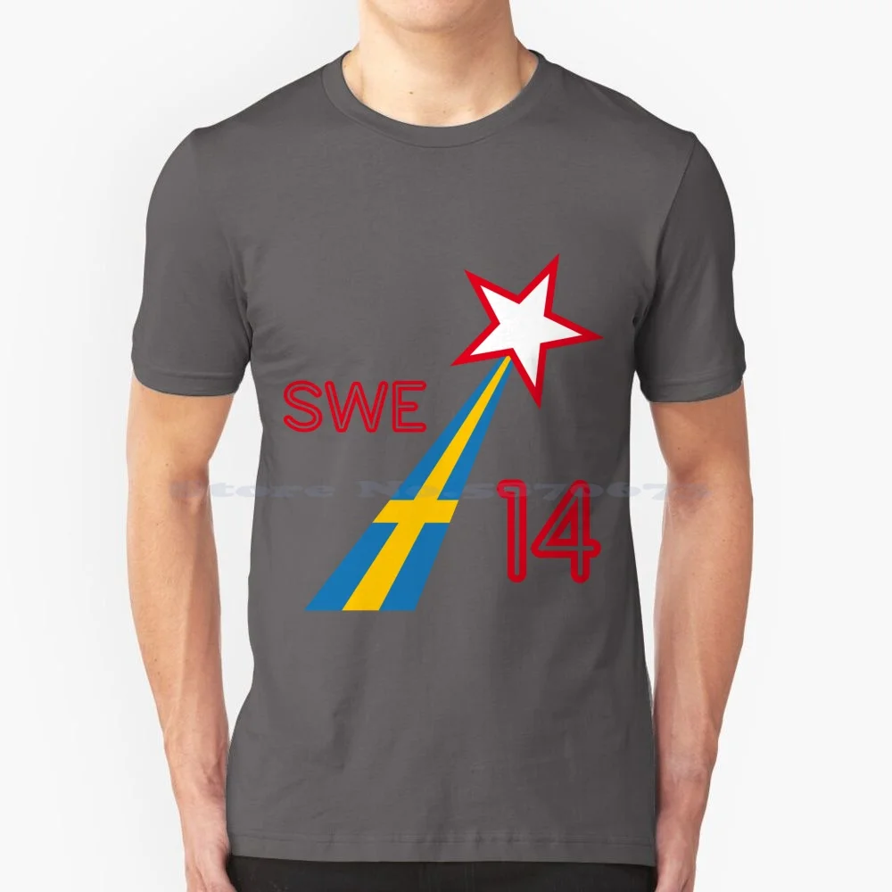 Sweden Star T Shirt 100% Cotton Tee Sweden Swedish Sverige Scandinavian Flags Anniversary Countdown Happy New Year Sotchi