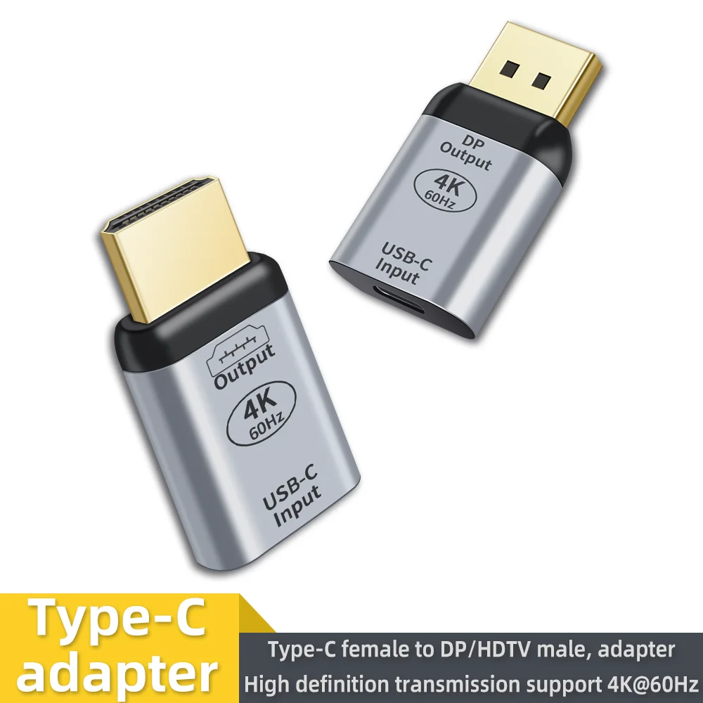 

Type-C to HDTV DP Adapter 4K60Hz Audio Video Converter for Notebook Mac Mobile TV Monitor USB C Female to HDTV/DP Male Adapter