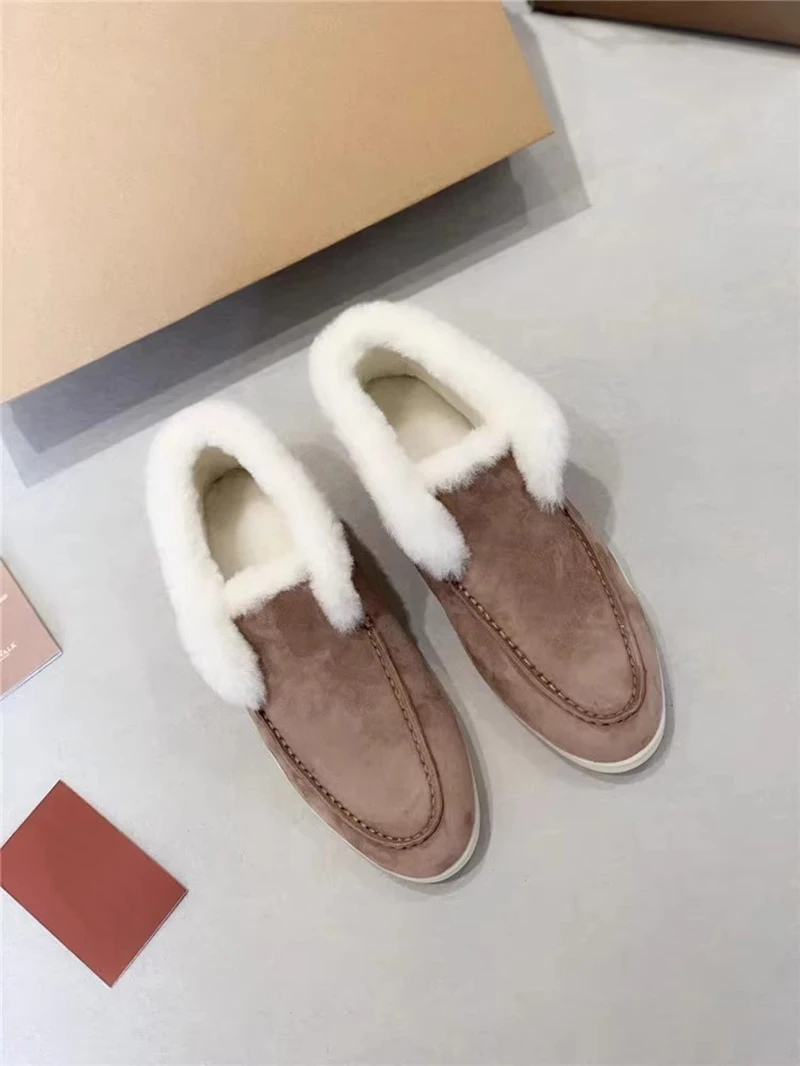 Winter LP casual shoes, high top plush men's luxury genuine leather shoes, designer warm and comfortable women's flat shoes