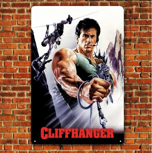 Cliffhanger Sylvester Movie Metallposter Blechschild – 20 x 30 cm, Aluminiumplatte