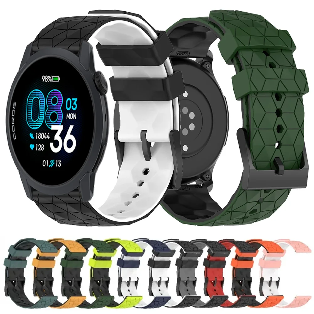 22mm 20mm Silicone Strap For Suunto Vertical 2/1 Race 2/1/S Run Ocean COROS APEX 4 42mm Football Pattern Wristband CMF 3-2-1 Pro