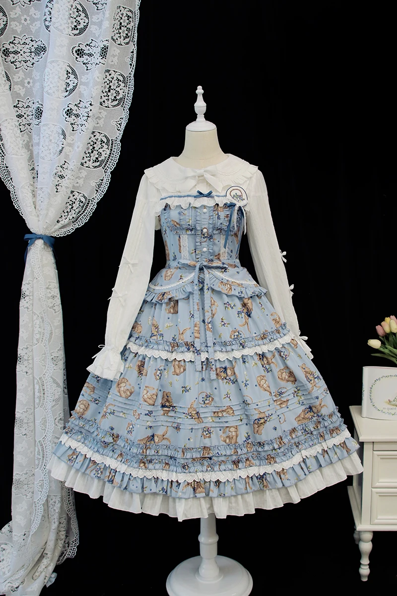 Imagem -03 - Bluberry & Rabbit Lolita Jsk Vestido Sweet Country Estilo Alice Girl