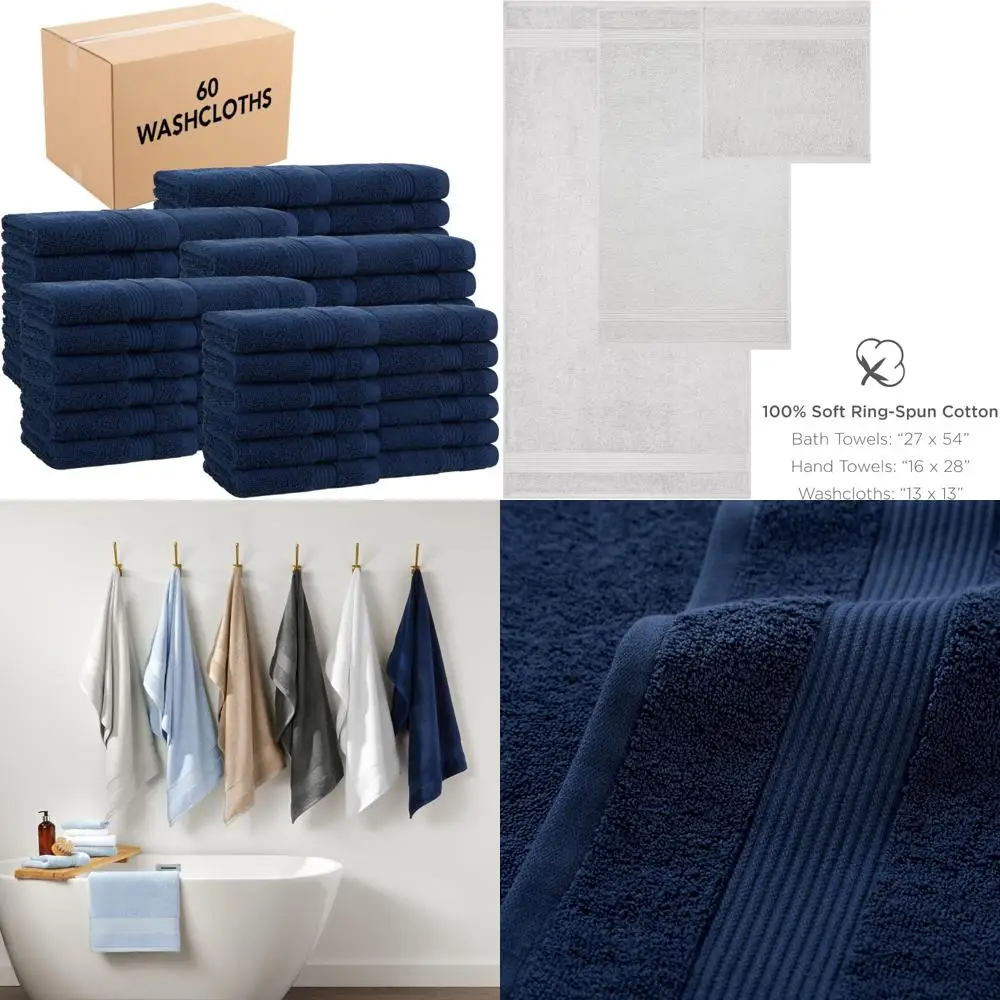 

Супермягкие мочалки из 100% хлопка, 12 упаковок оптом, 60 шт., 600 GSM, быстросохнущие и впитывающие, роскошные полотенца для лица и тела