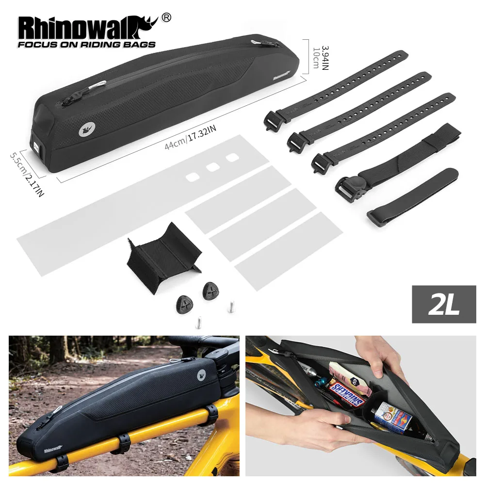 

Rhinowalk Bicycle Extra-Long Top Tube Bag Paint-Safe Screw & Strap Fixing Cycling Top Tube Storage Bikepacking For MTB Road Bike