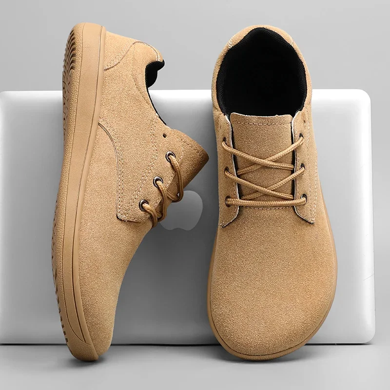 Shoes for Man Fashion Wide Toe Barefoot Shoes High Quality Suede Leather Casual Footwear Lightweight Walking Flats Mens Sneakers