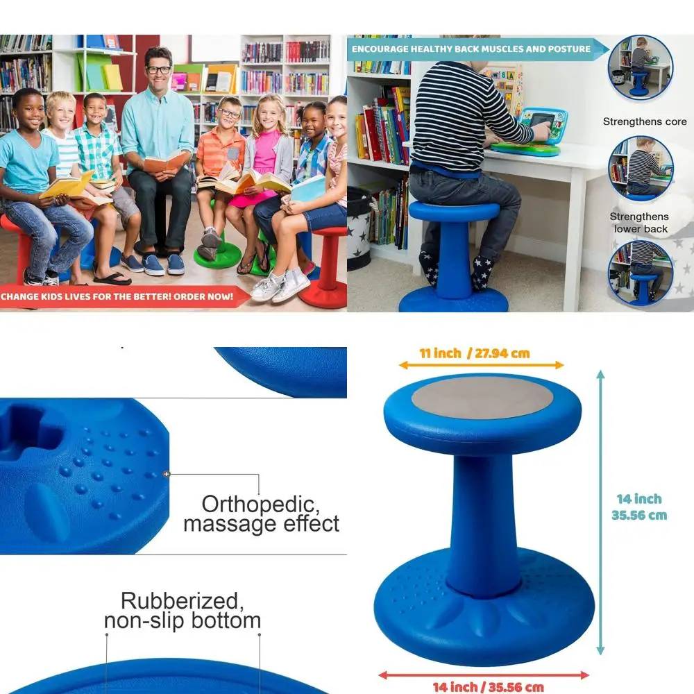 

Гибкий качающийся табурет для детей, повышает фокус и осанку, возраст 3-7, синий, активные стулья