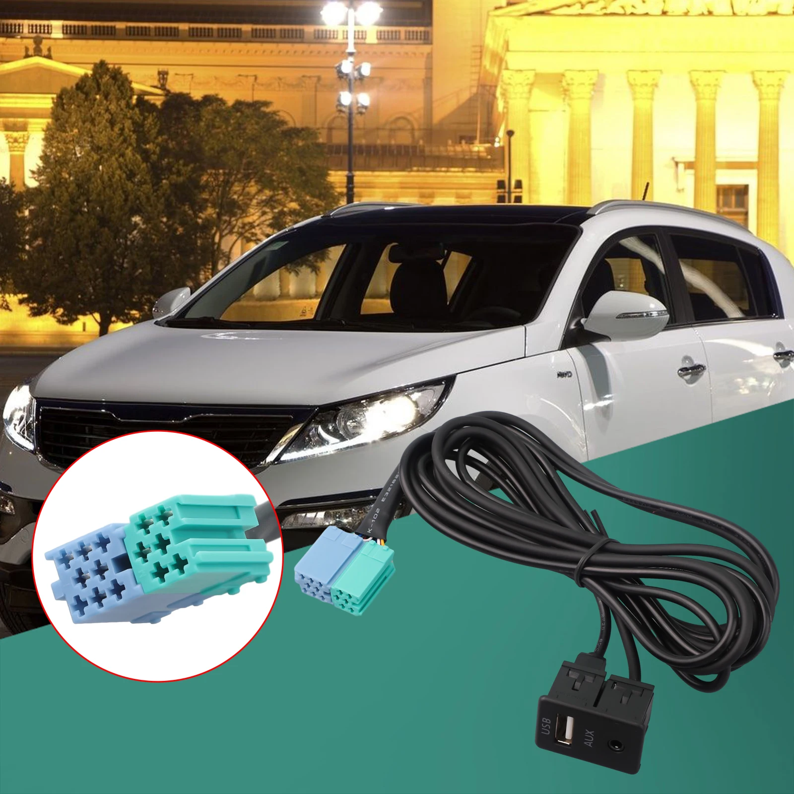 Radio Extension AUX USB Port Adapter Cable Wiring Assembly for Hyundai Elantra 2011 2012 2013 with No Splicing