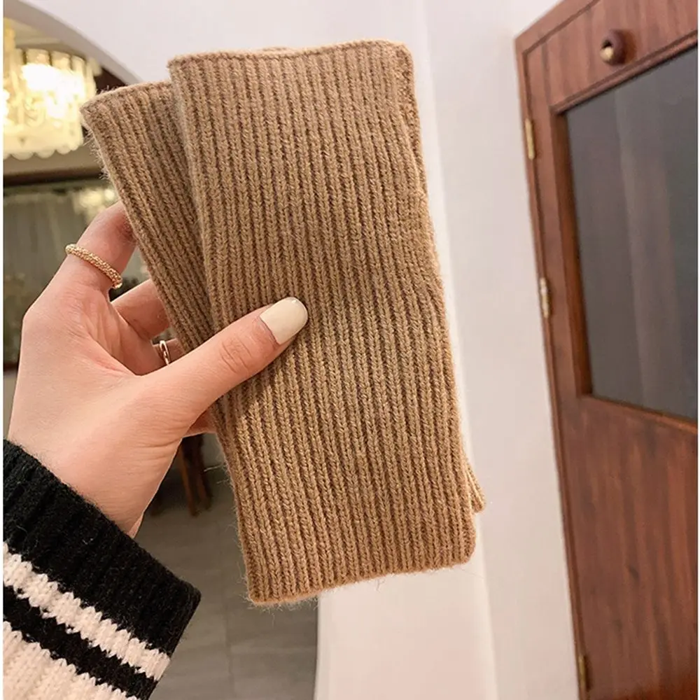 Простые толстые мужские перчатки для вождения, однотонные варежки без пальцев, перчатки с полупальцами, бархатные женские перчатки, вязаные варежки